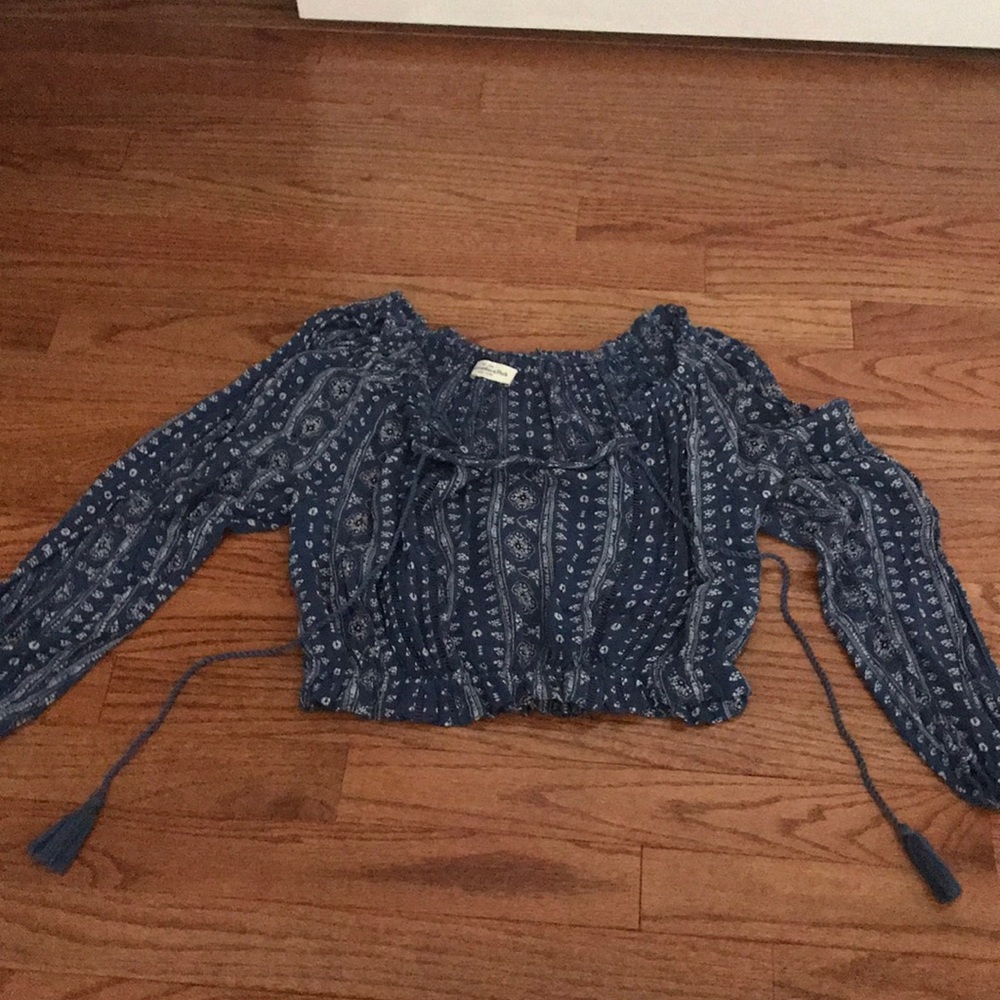 Blue floral blouse